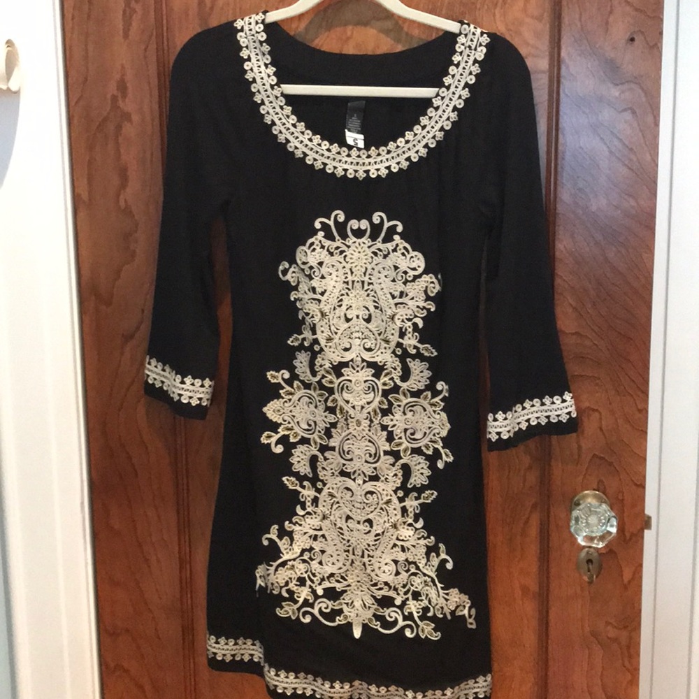 INC flared sleeve dress with macrame detailing